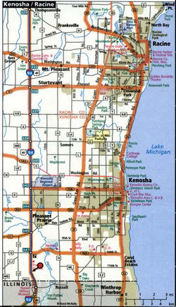 Kenosha road map with routes for truckers