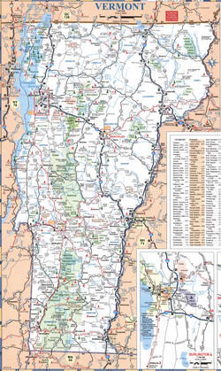 Detailed map of Vermont with cities and roads