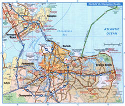 Hampton VA tourist map with points of interest
