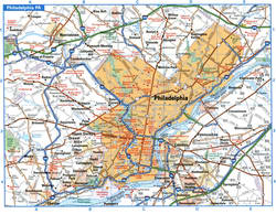 Philadelphia PA tourist map with points of interest