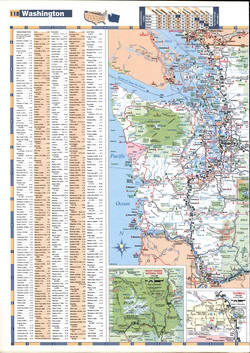 Map of the coast of Washington State with highways and roads