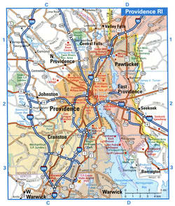 Providence RI tourist map with points of interest