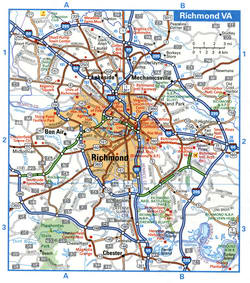 Richmond VA tourist map with points of interest