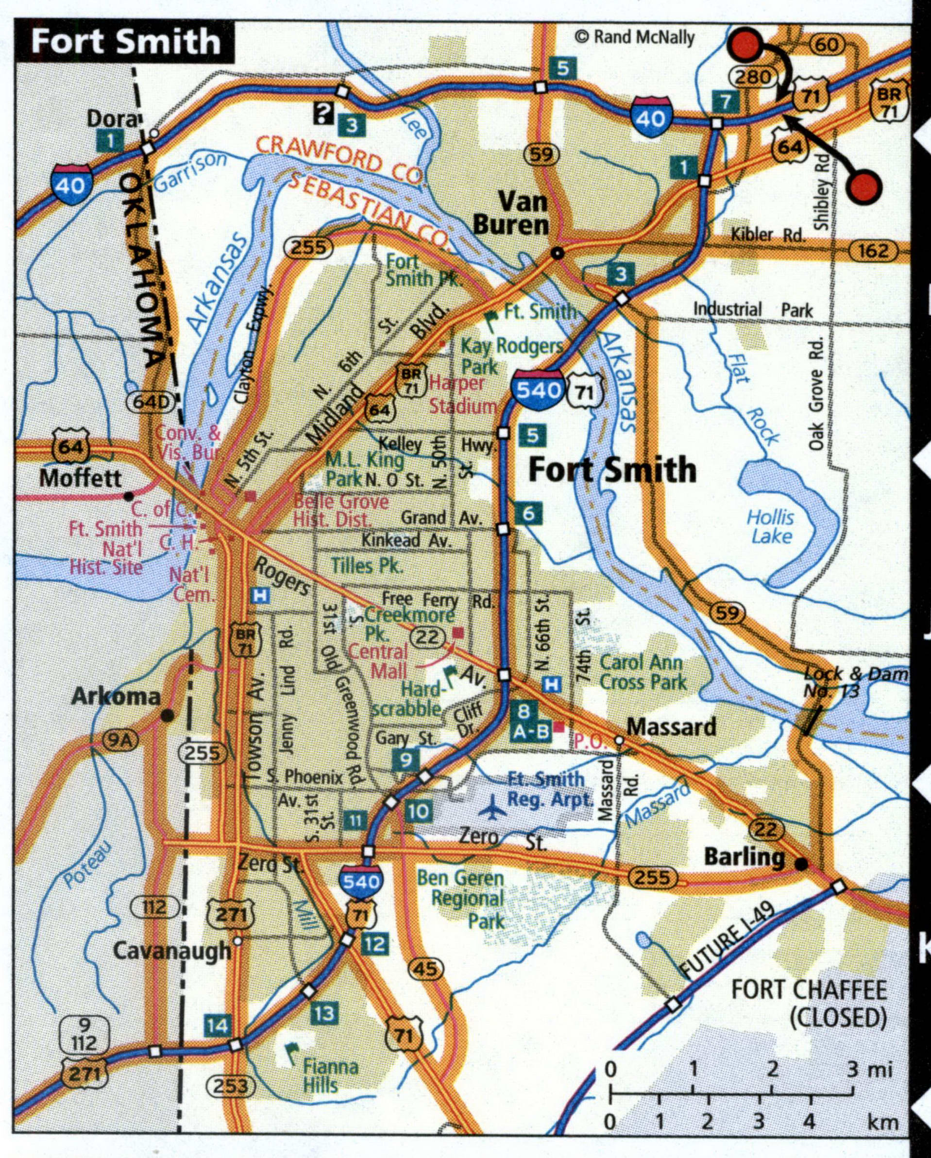 Fort Smith area map with truck routes