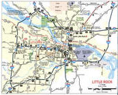 Map of highways and roads of Little Rock