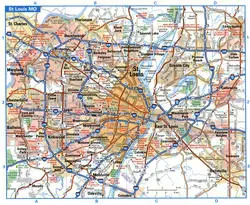 St Louis MO tourist map with points of interest