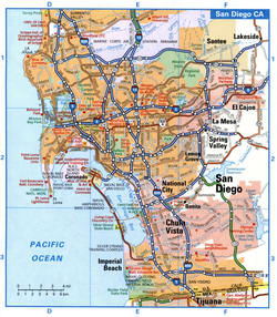 San Diego tourist map with points of interest