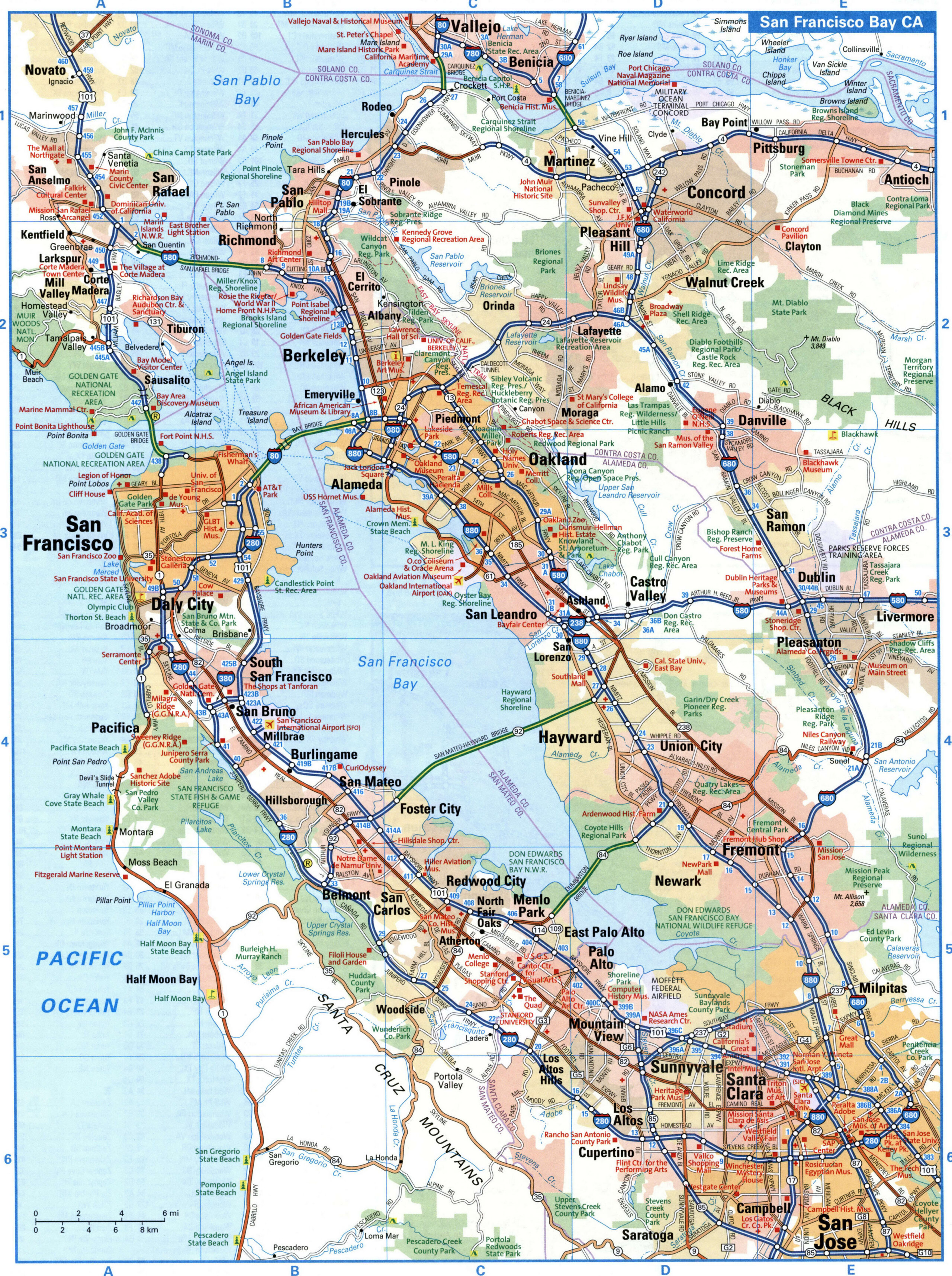 San Francisco tourist map with points of interest
