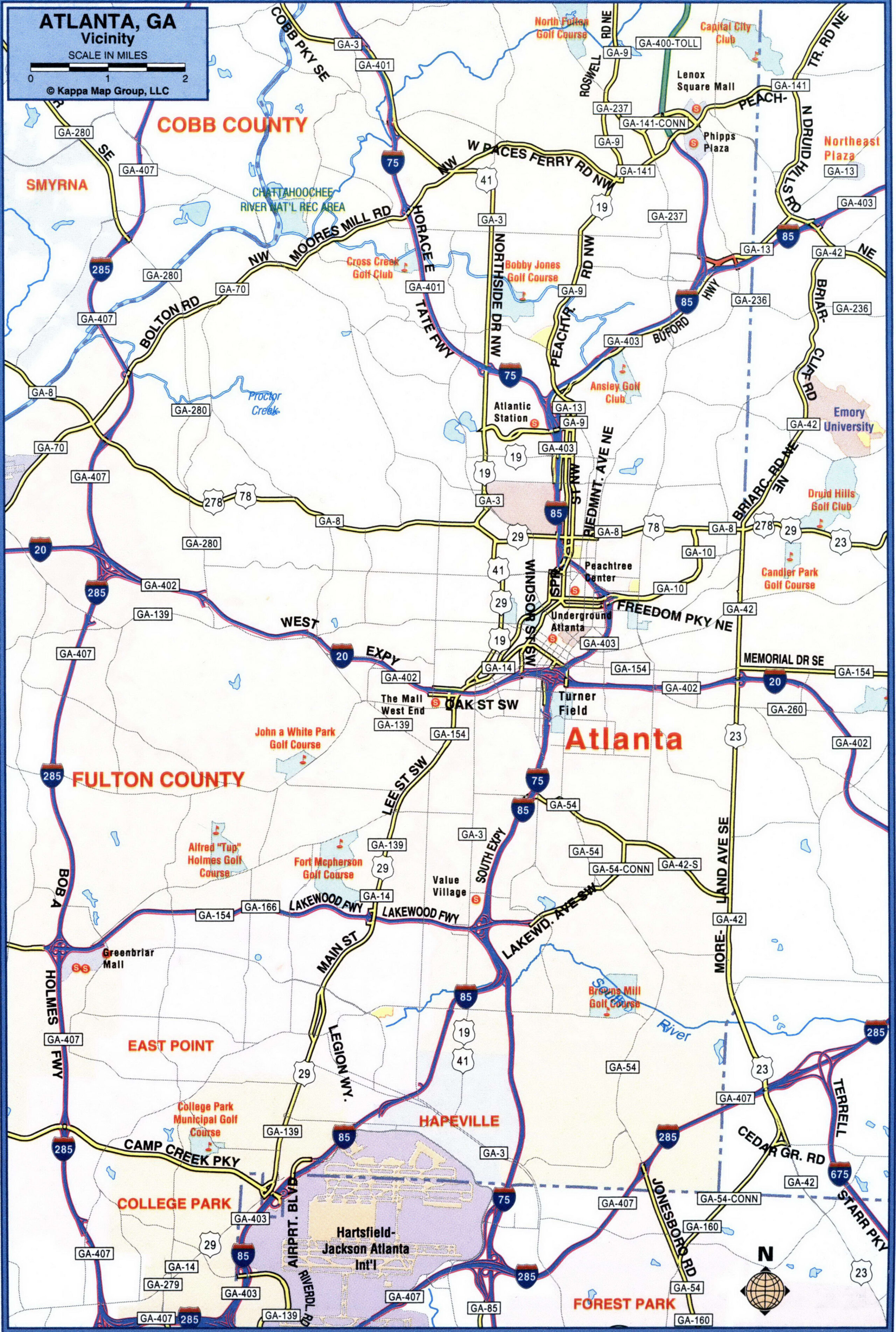 Atlanta area highway map