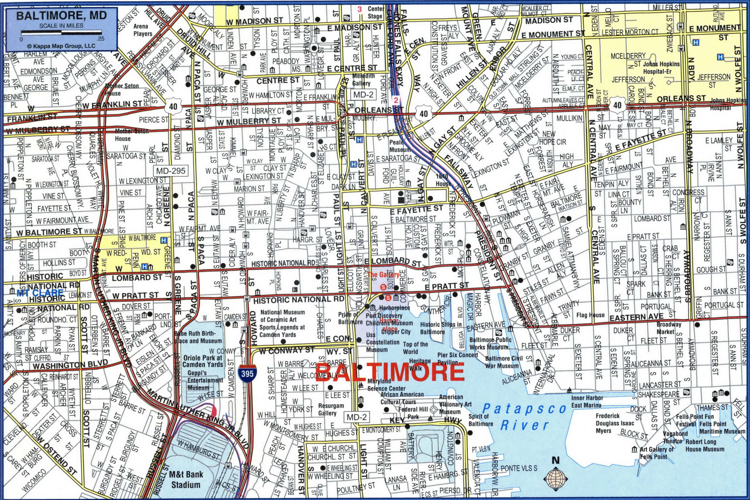Map of the regional highways of the city of Baltimore