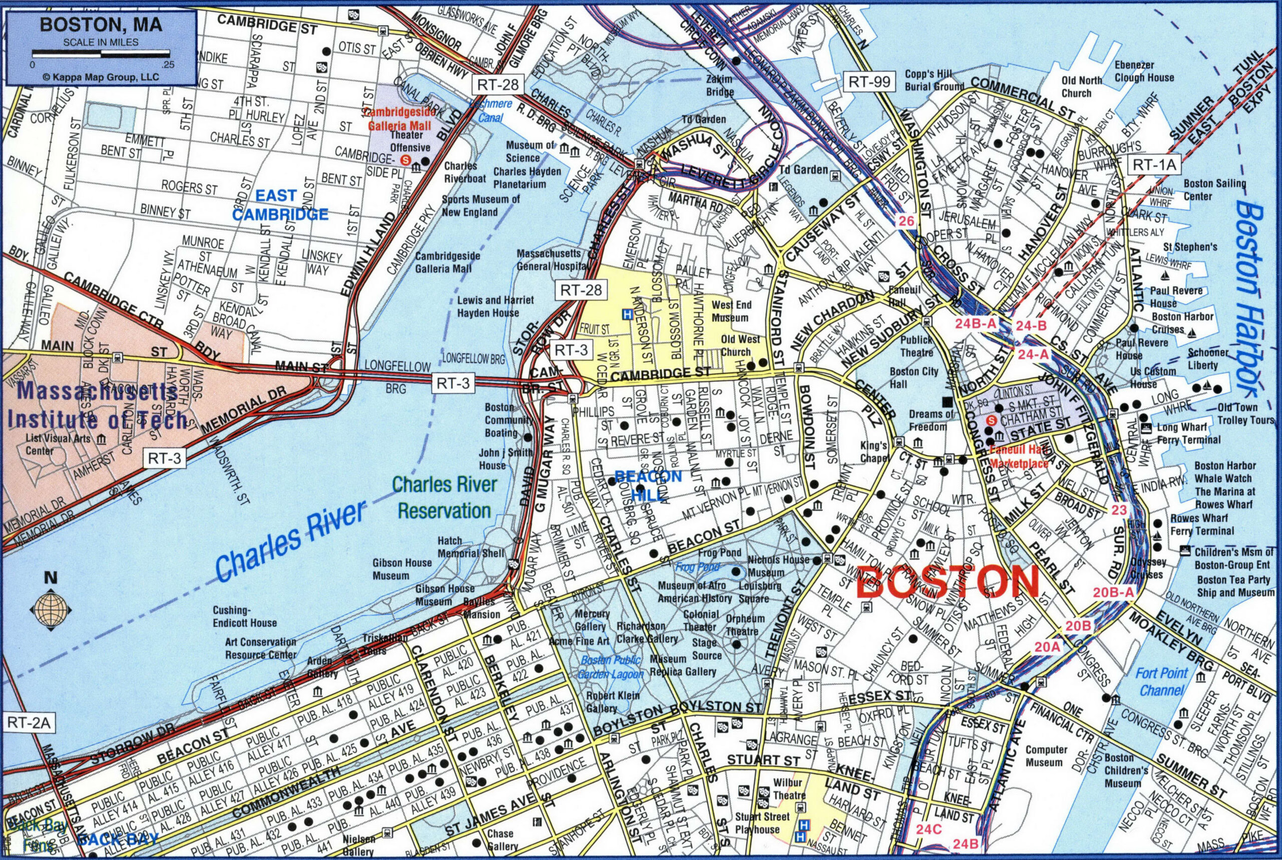 Map of the regional highways of the city of Boston