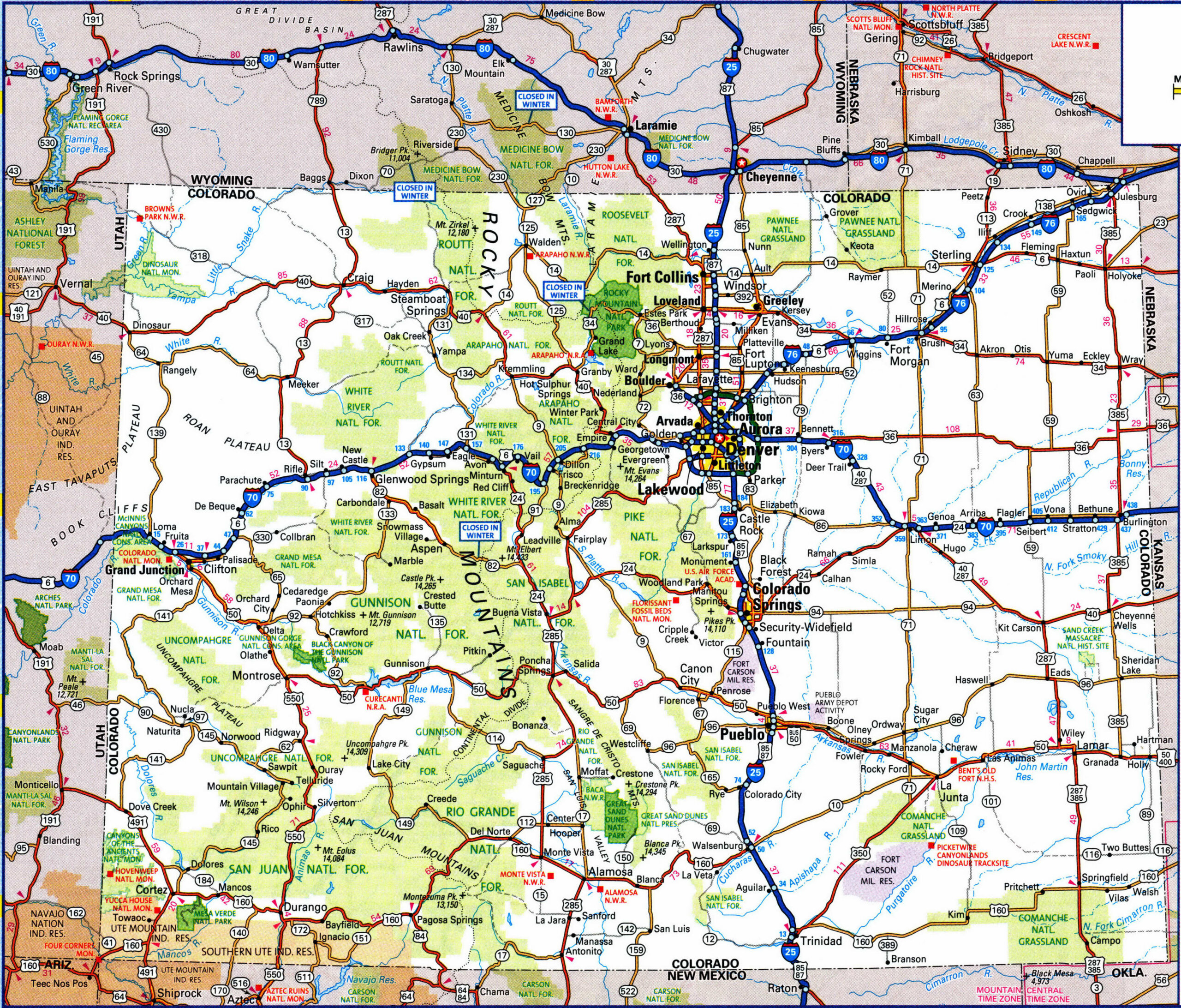 road map of Colorado