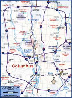 Highway map of the Columbus area