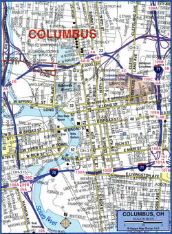 Road and Highway Map of the City of Columbus