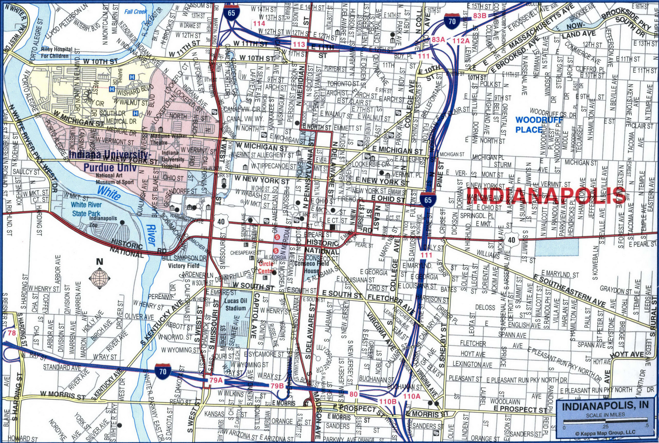 Road and Highway Map of the City of Indianapolis