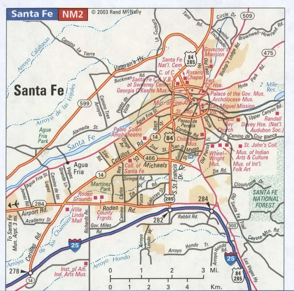 Santa Fe highway and local roads map