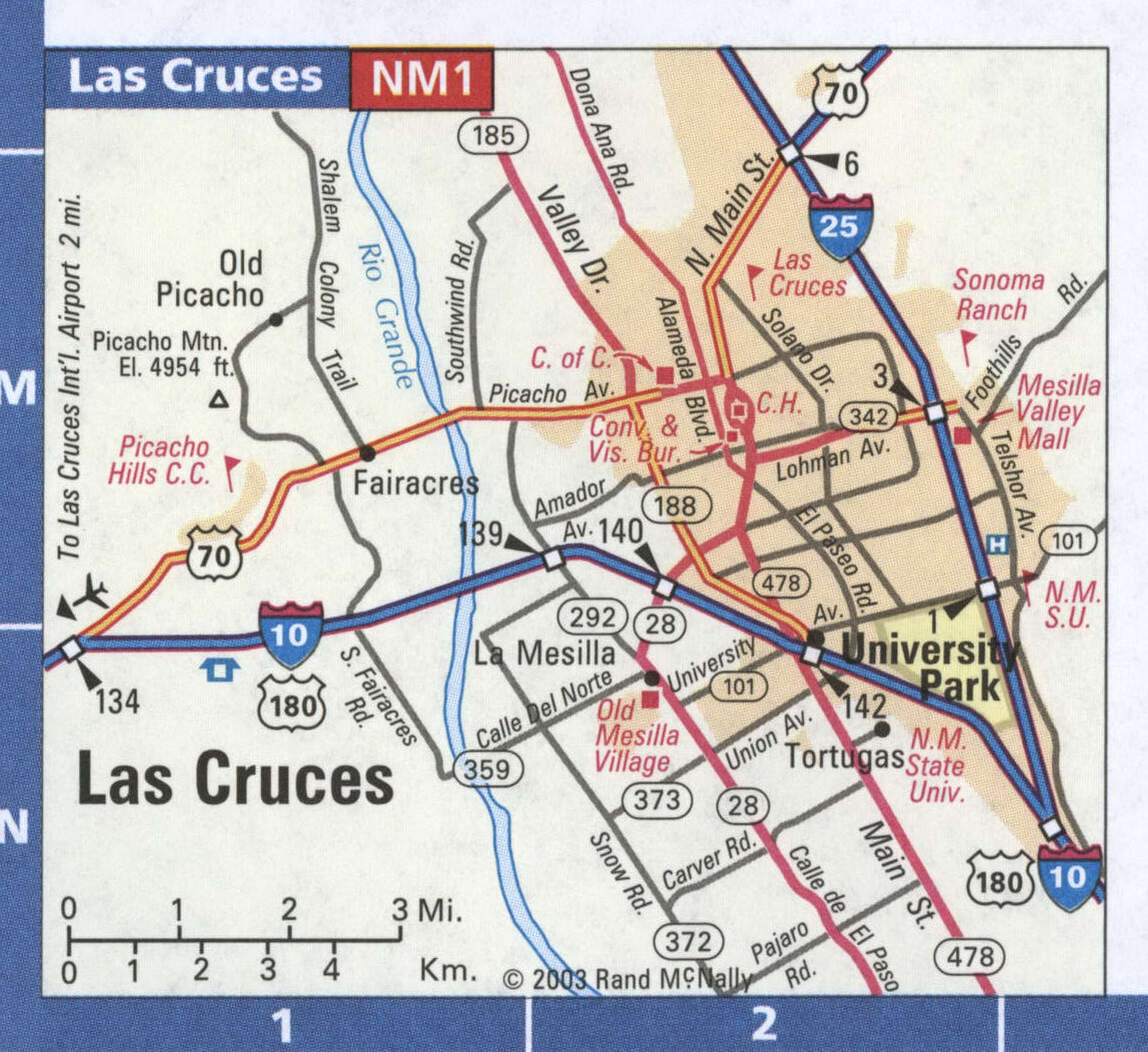 Las Cruces highway and local roads map