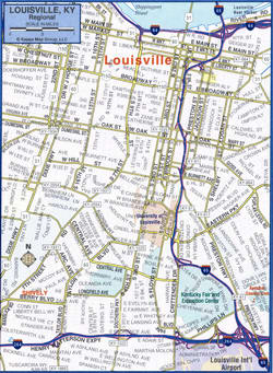 Louisville map of main highways and roads
