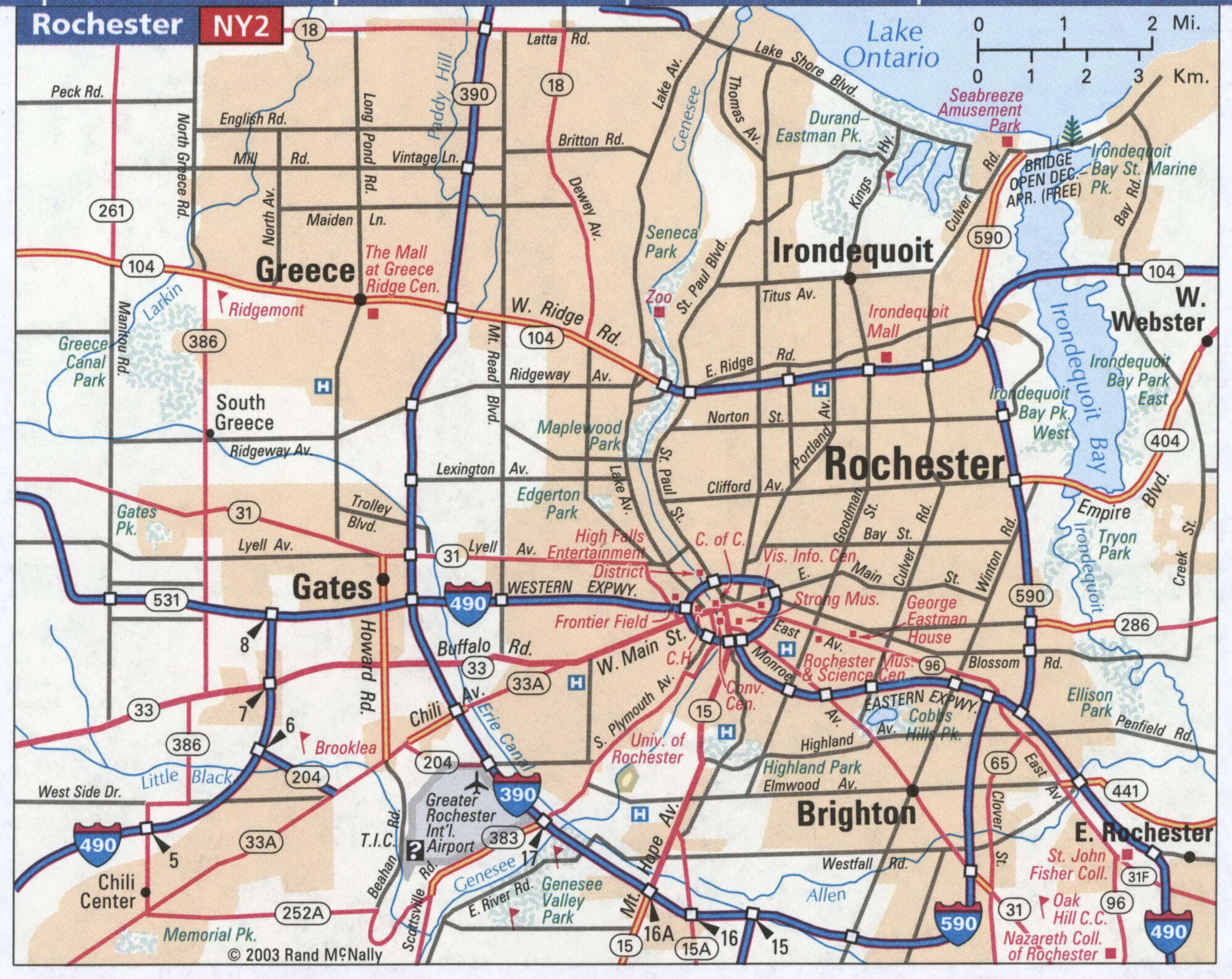 Rochester highway and local roads map
