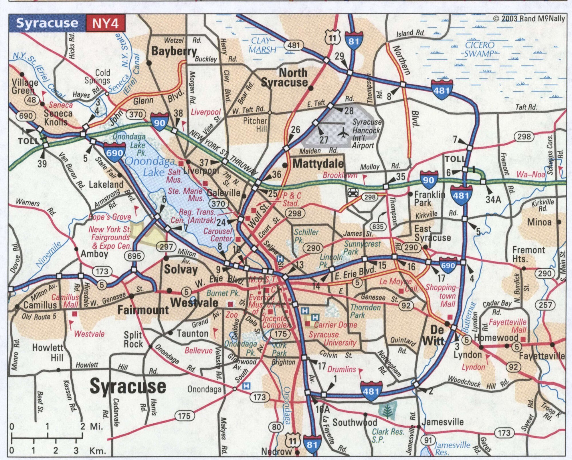 Syracuse highway and local roads map