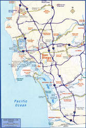 San Diego map of the surroundings with highways and roads