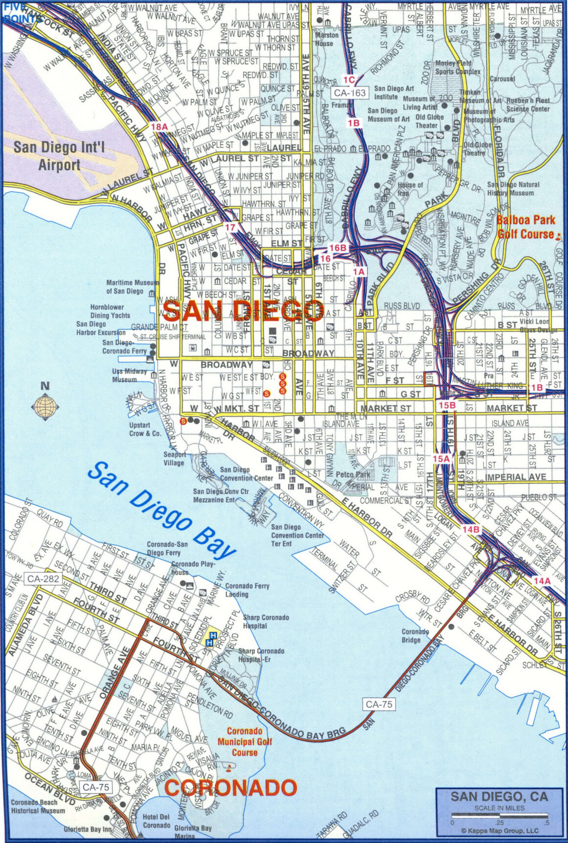 San Diego highway and road map