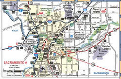 Map of highways and roads of Sacramento