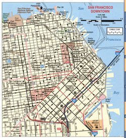 Map of highways and roads of San Francisco downtown