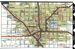 Map of Fresno with roads for large trucks