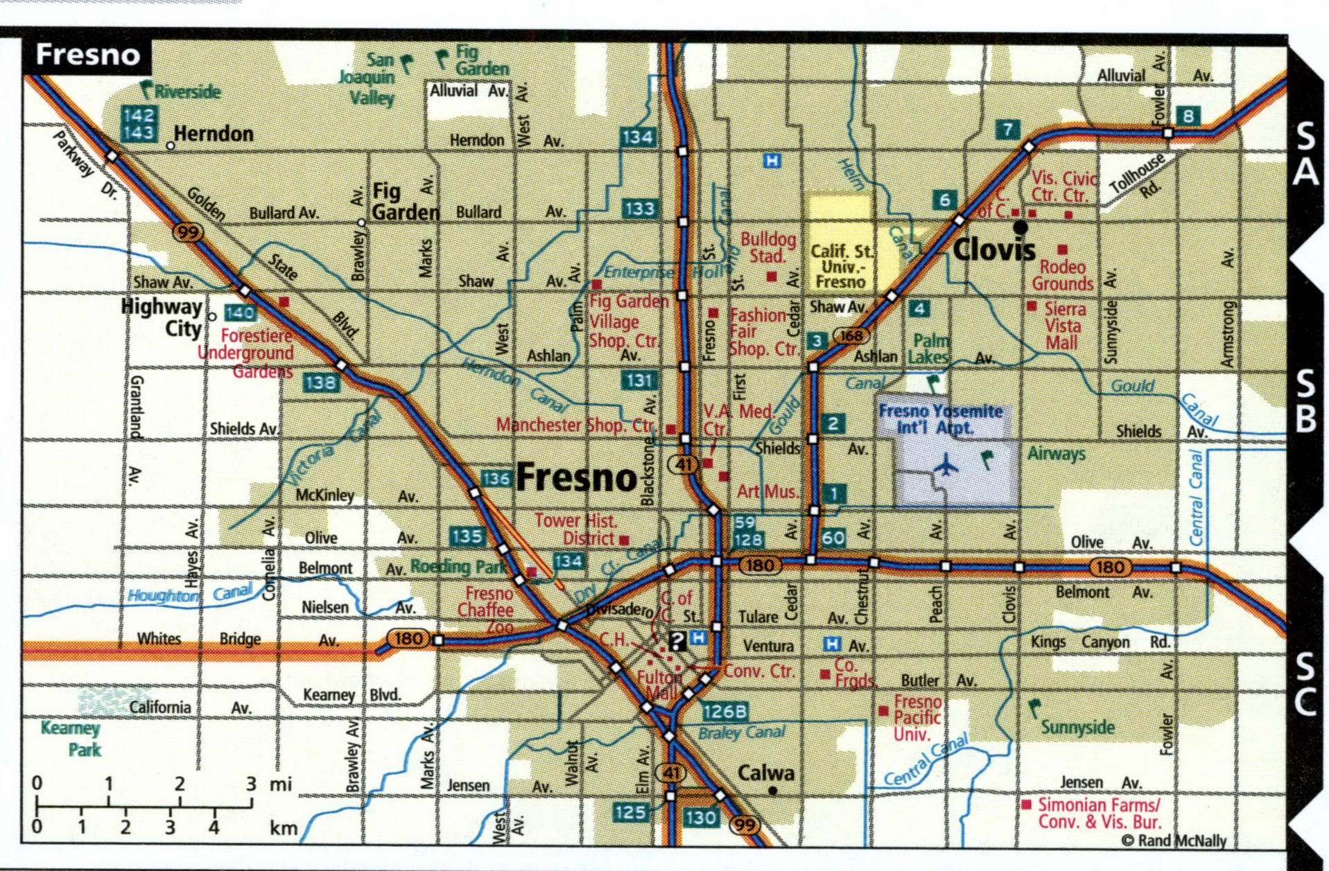 Map of Fresno with roads for large trucks