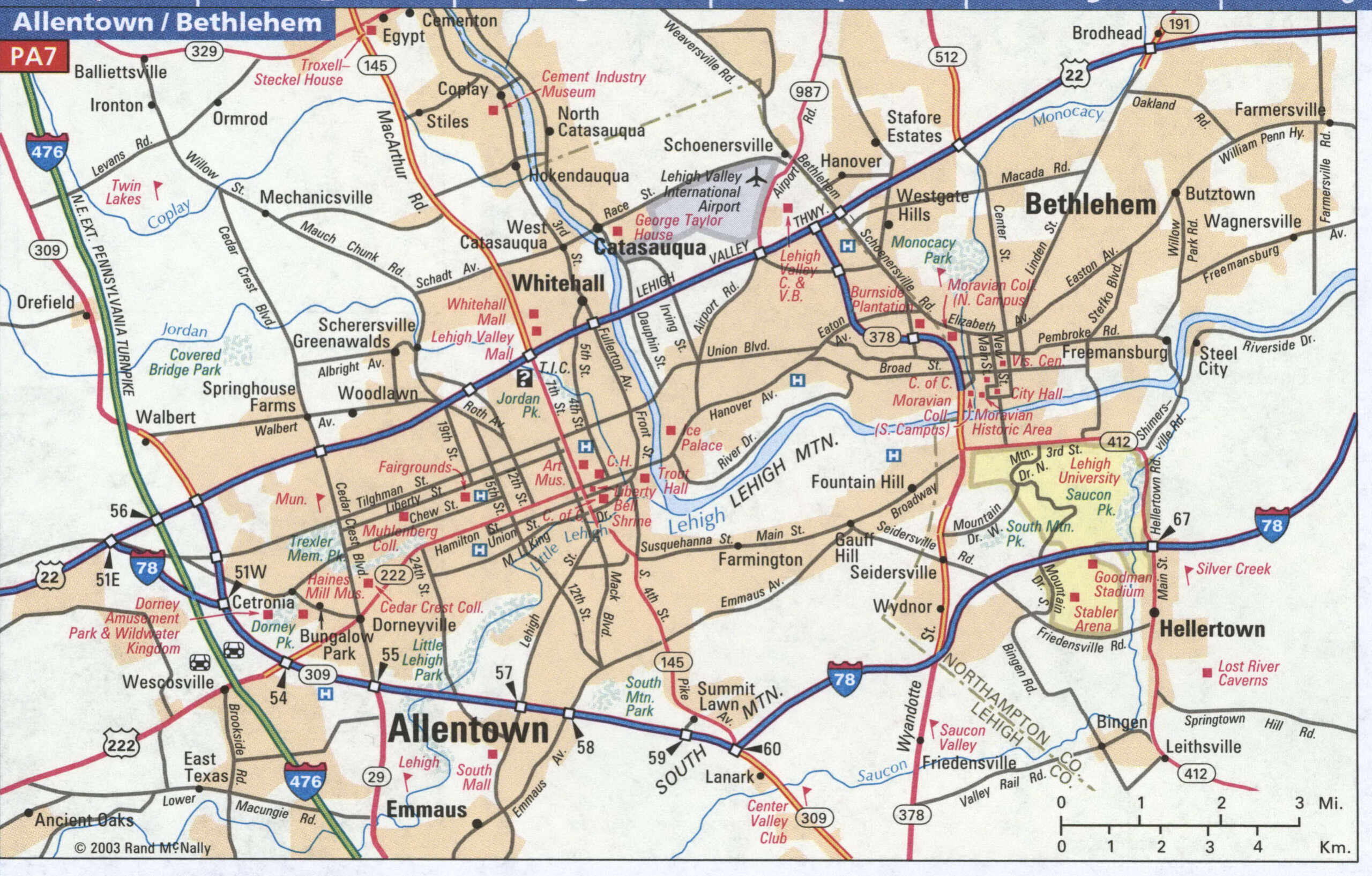 Allentown highway and local roads map