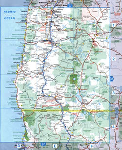 Detailed map of the western coast of the state of Washington with cities and roads
