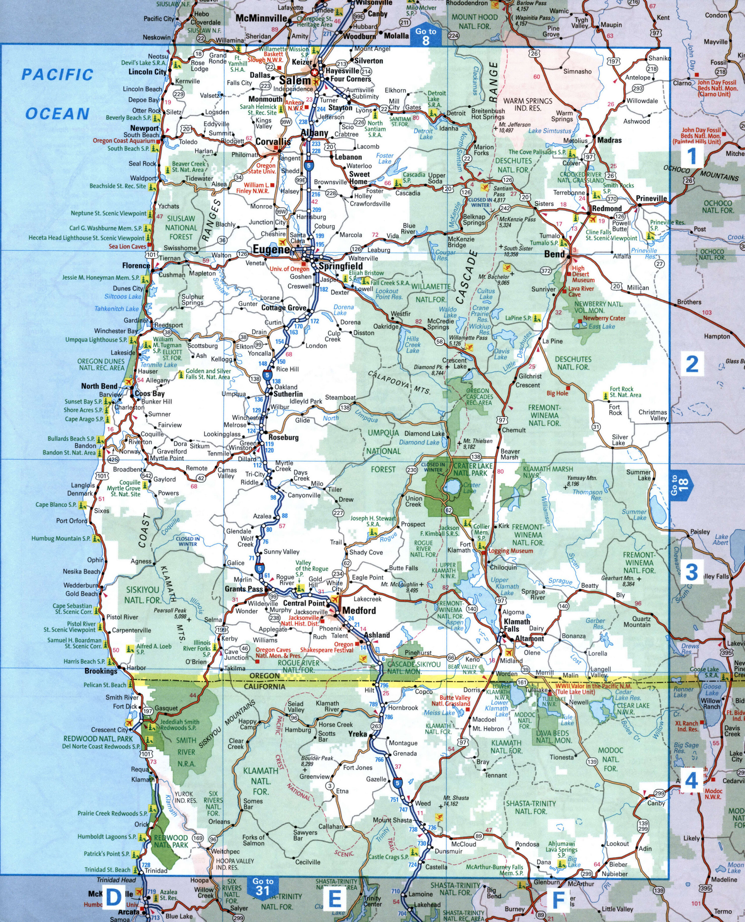 Detailed map of the western coast of the state of Washington with cities and roads