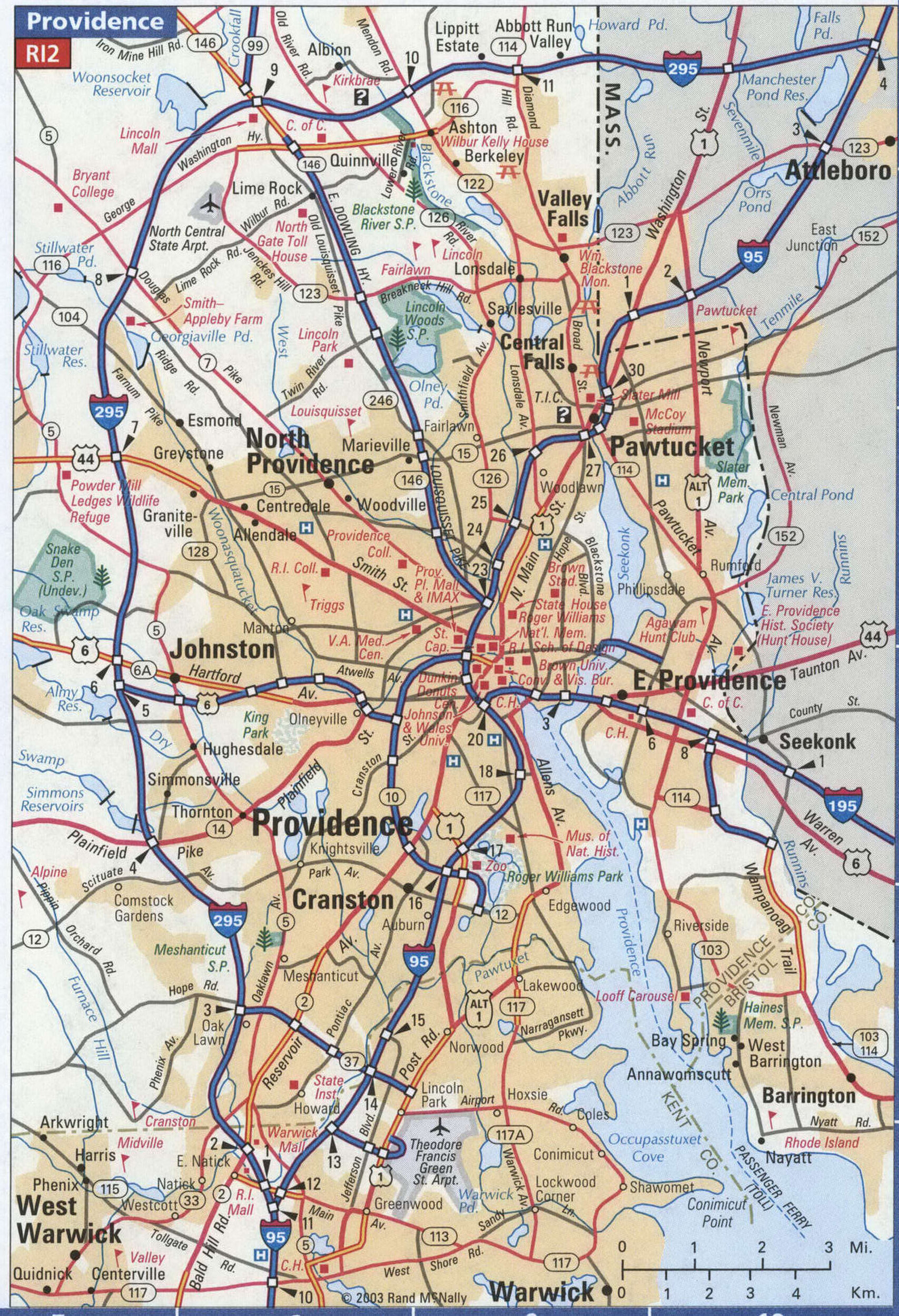 Providence highway and local roads map