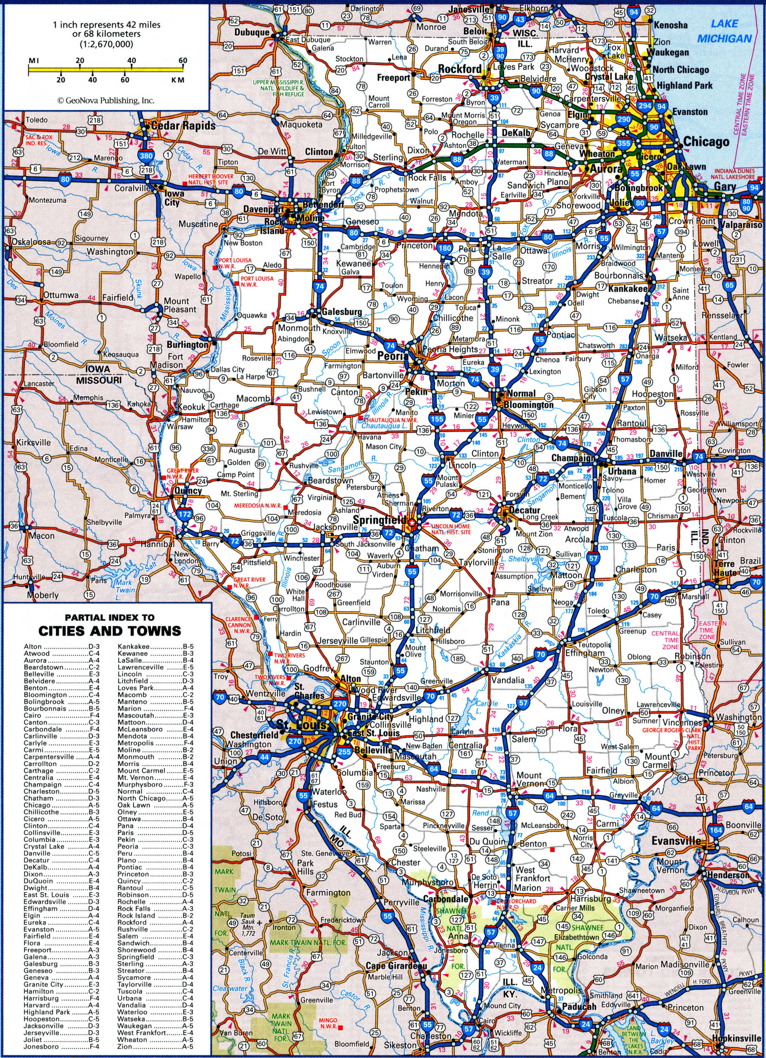 road map of Illinois