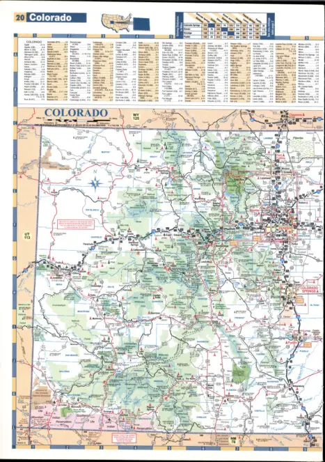 Map of western Colorado. Map of the western part of the state of Colorado with cities and towns