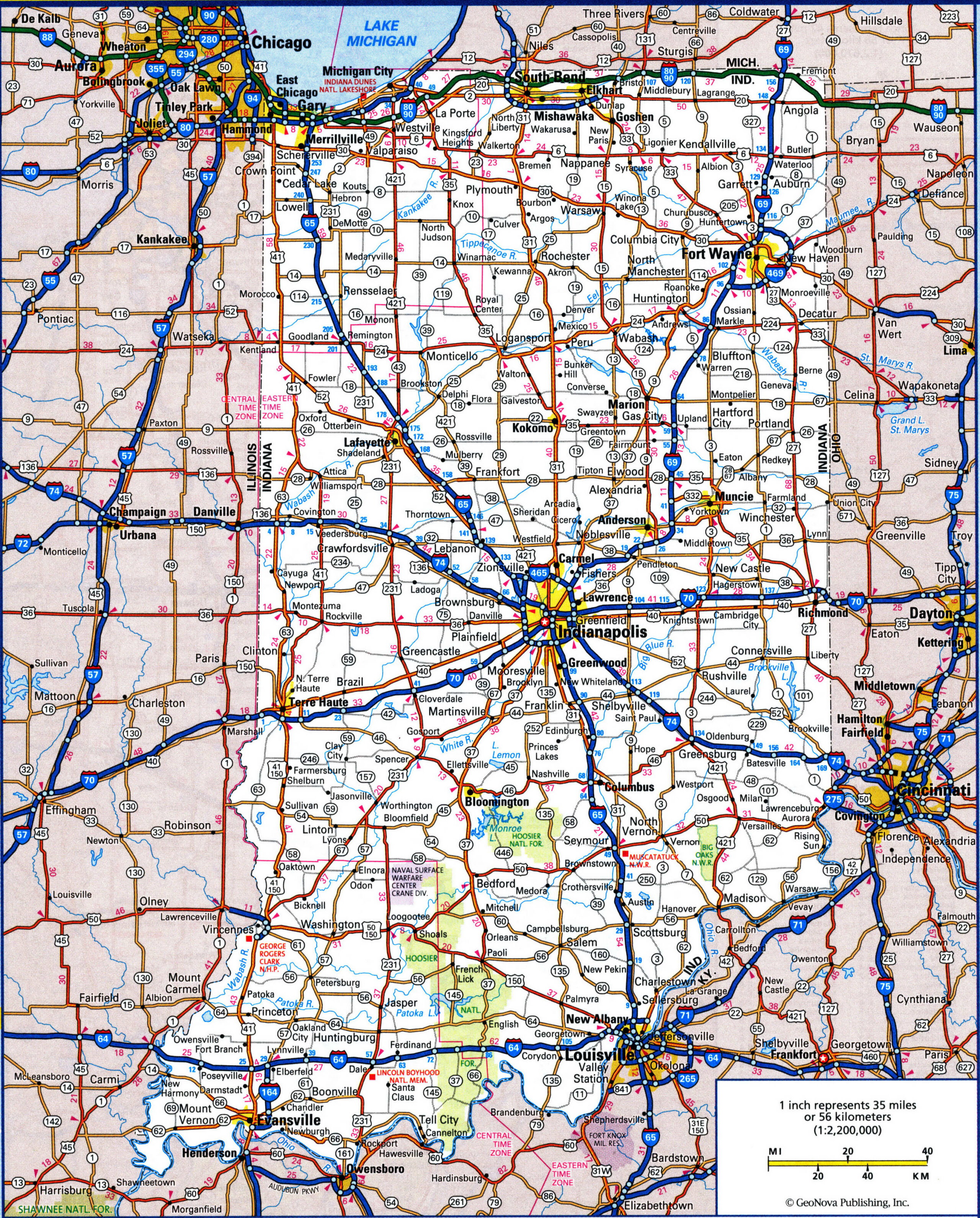 road map of Indiana