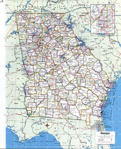 Map of Georgia showing county boundaries