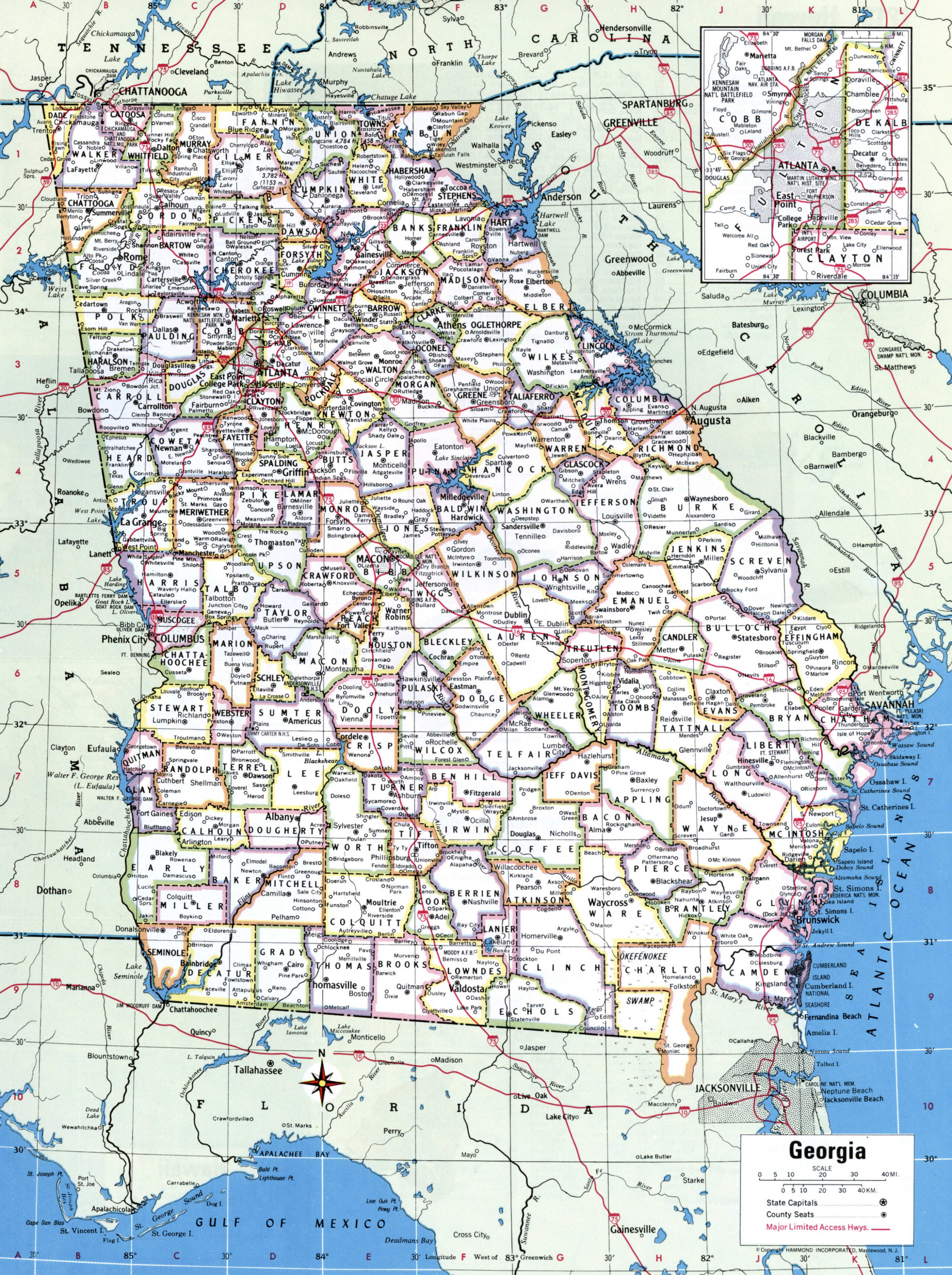 Map of Georgia showing county boundaries