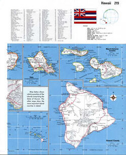 Map of Hawaii with county boundary lines