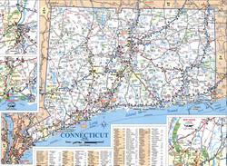 Map of Connecticut. Map of the state of Connecticut with cities and roads