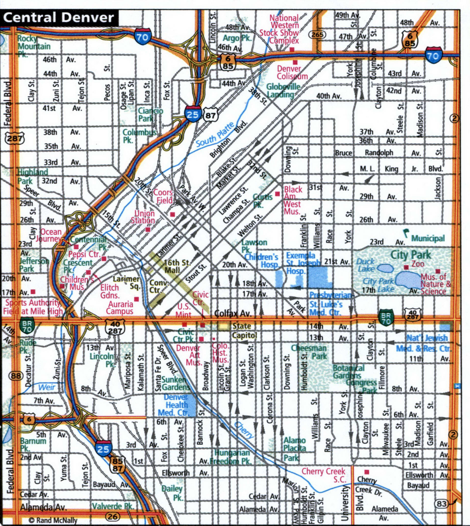 Map of Central Denver with trucker routes