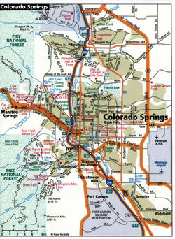Map of Colorado Springs with trucker routes