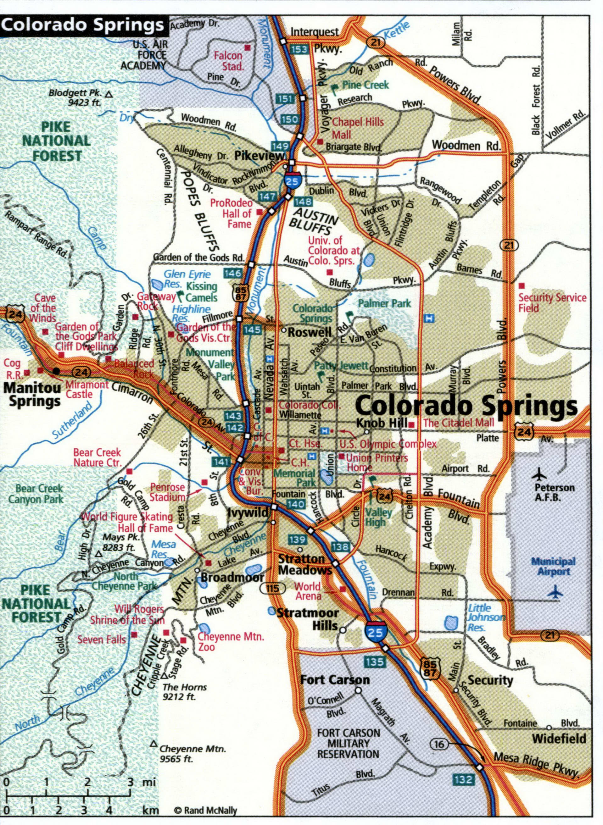 Map of Colorado Springs with trucker routes