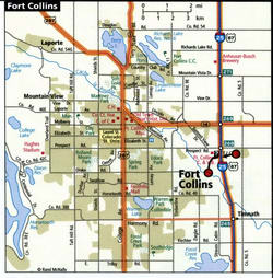 Map of Fort Collins with trucker routes