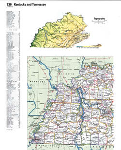 Map of Tennessee with county lines