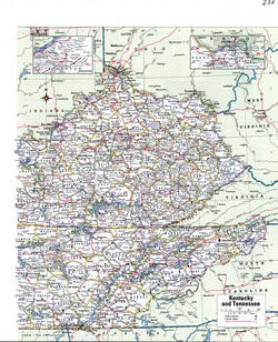 Map of Tennessee with county lines