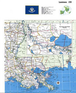 Map of Louisiana with county boundary lines