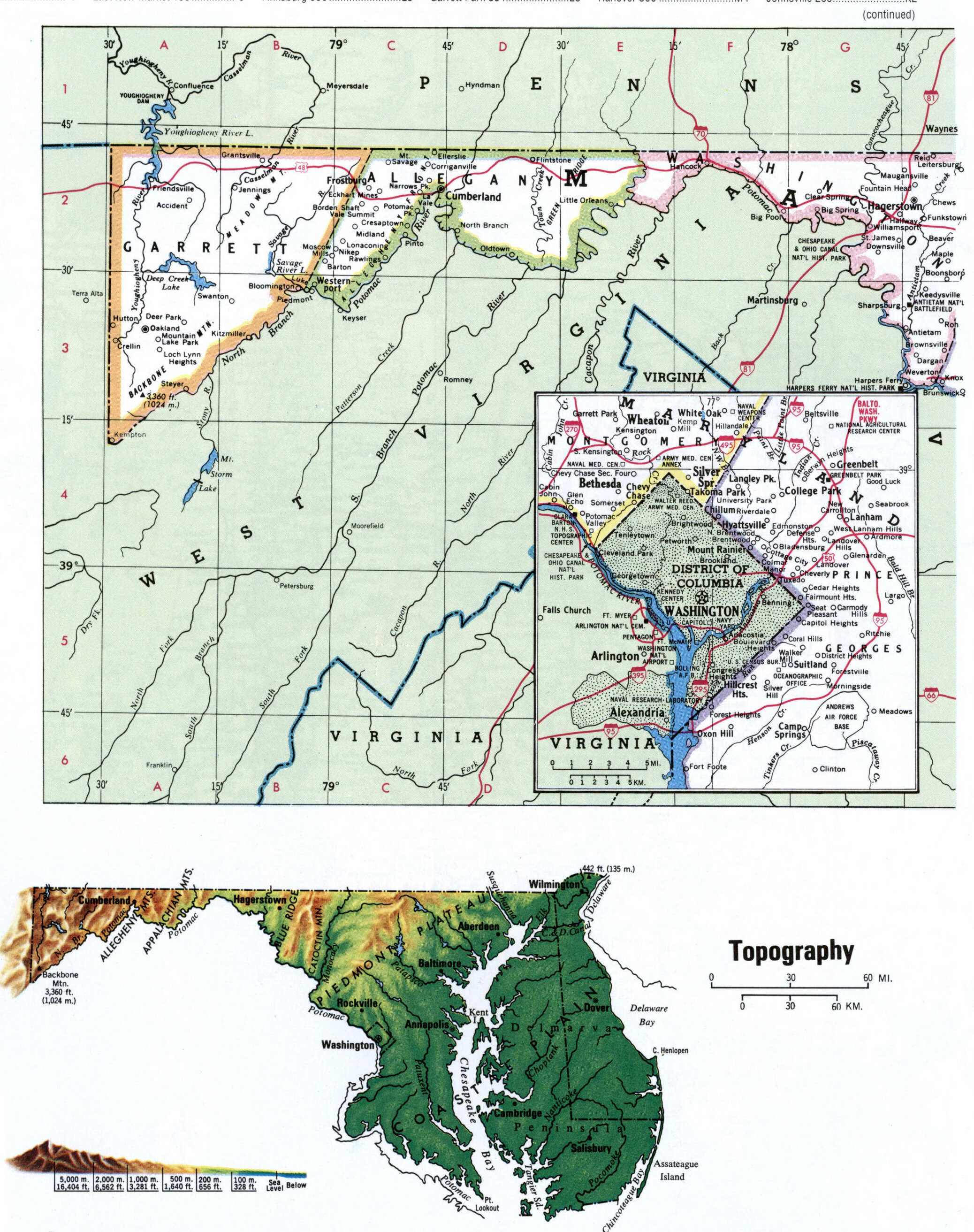 Map of Maryland with county boundary lines