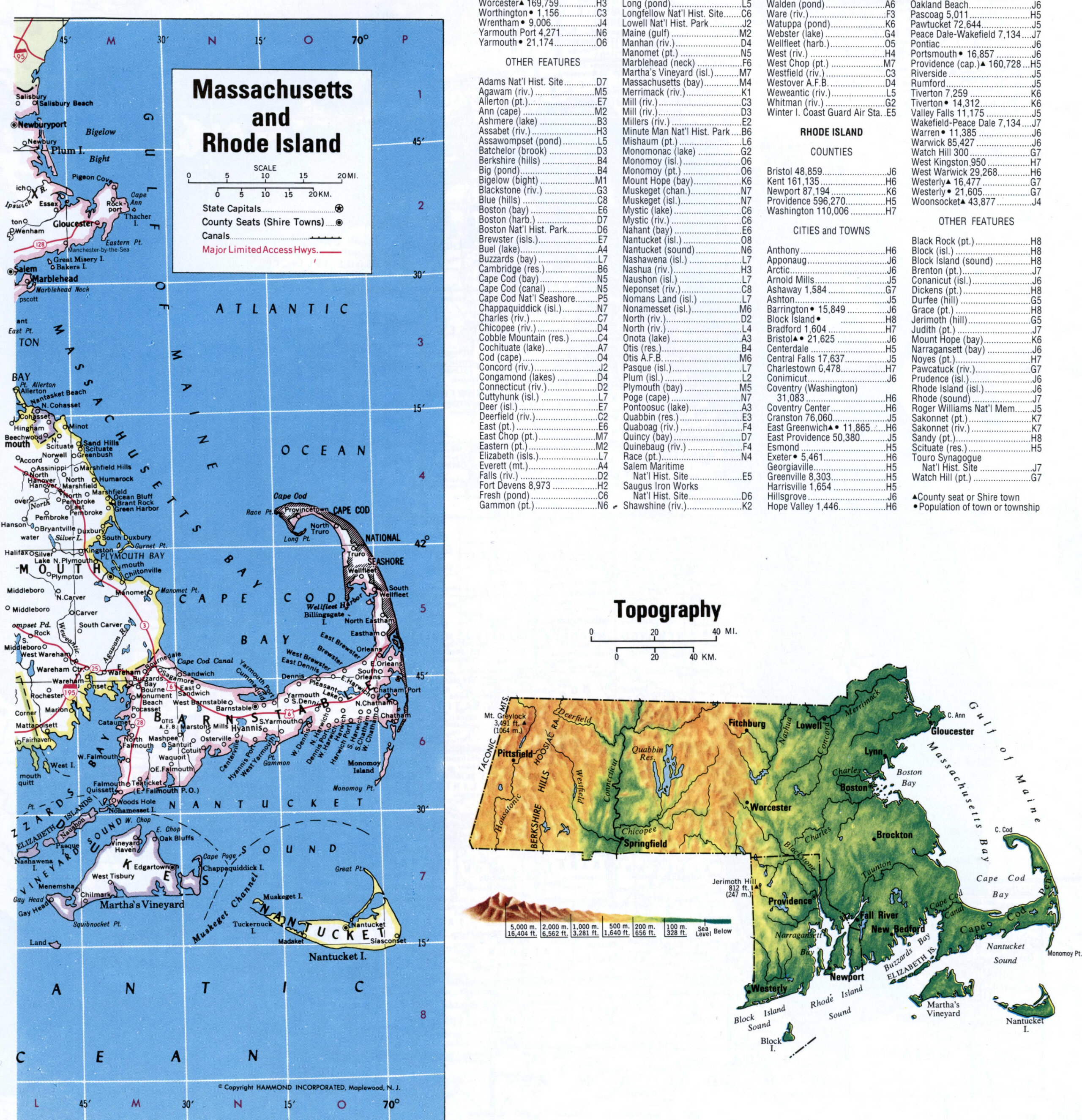 Map of Rhode Island with county lines
